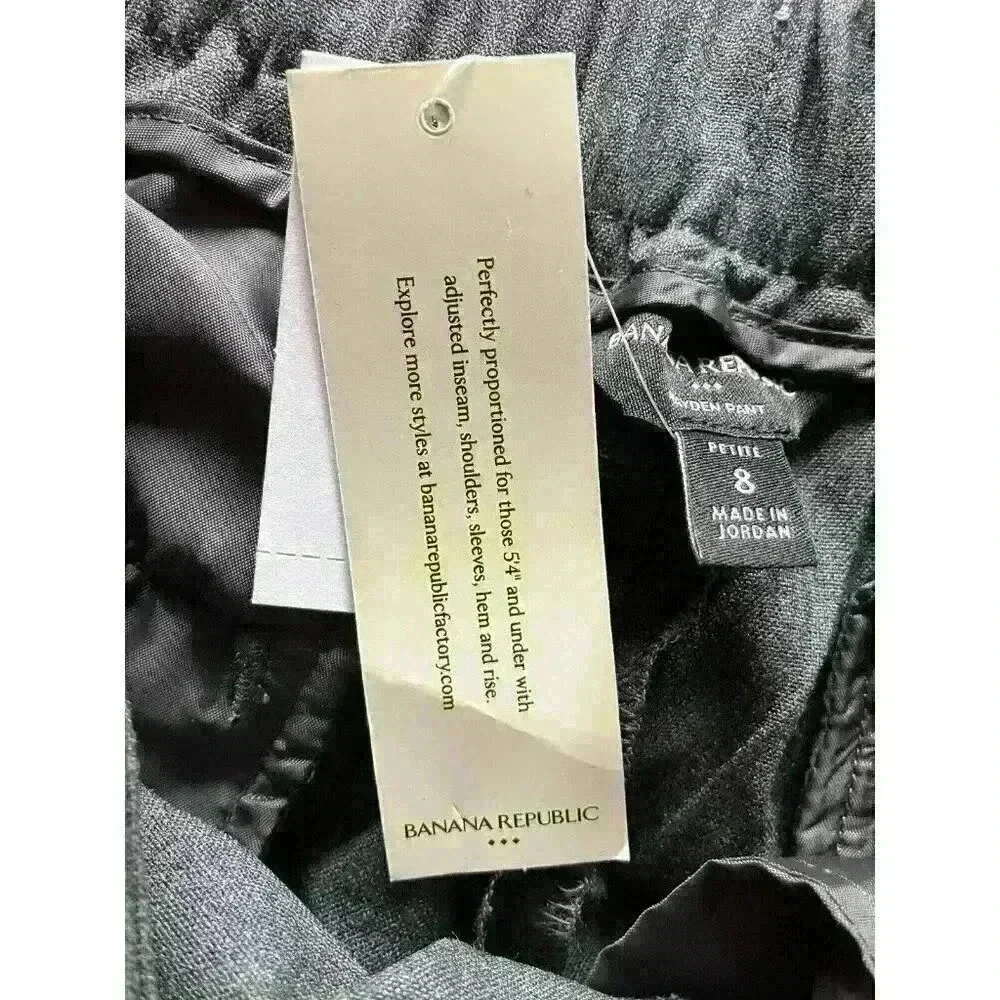 NWT Banana Republic Women's Pull-On Tapered Pants, Gray 8P, Pockets